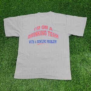 Vintage 90s Funny Drunk Bowling Shirt M/L 20x26 USA
